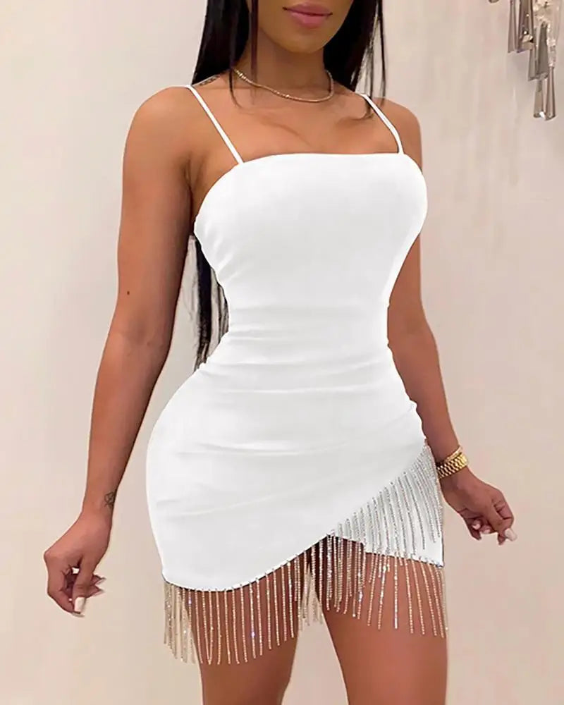 Dress nightclub with chest fringe hot diamond suspenders new style